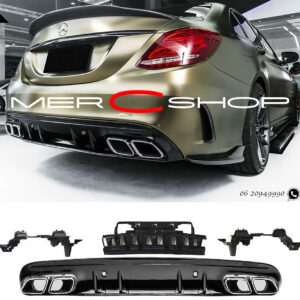 Mercedes C-Klasse W205 diffuser + uitlaatstukken C63 AMG Design (CHROOM)