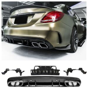 Mercedes W205 S205 C-Klasse diffuser + uitlaatstukken (CHROOM) in C63 AMG Design