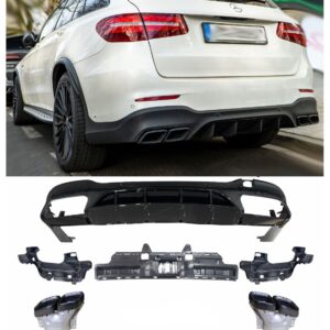 Mercedes X253 GLC-Klasse SUV diffuser + uitlaatstukken (ZWART) in GLC63 AMG design